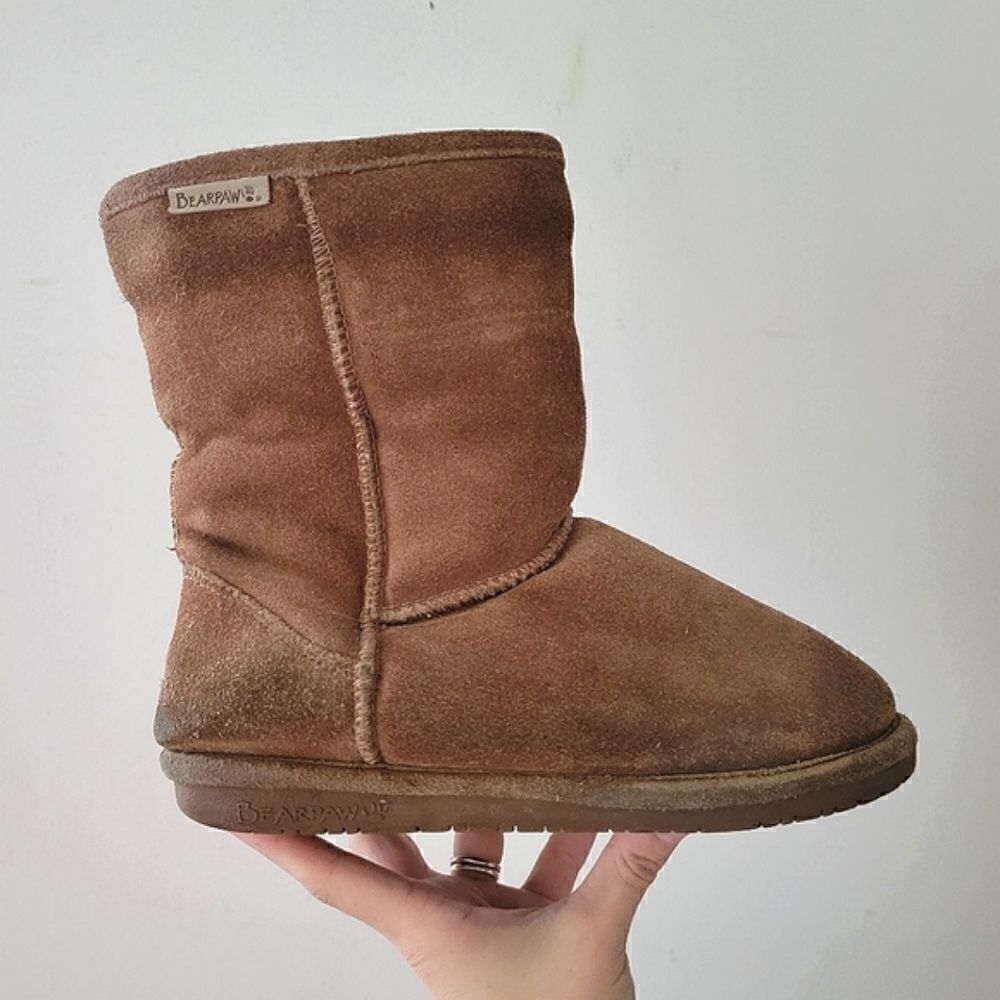 Bearpaw Emma Boots Suede Sheepskin Lining 7 Brown